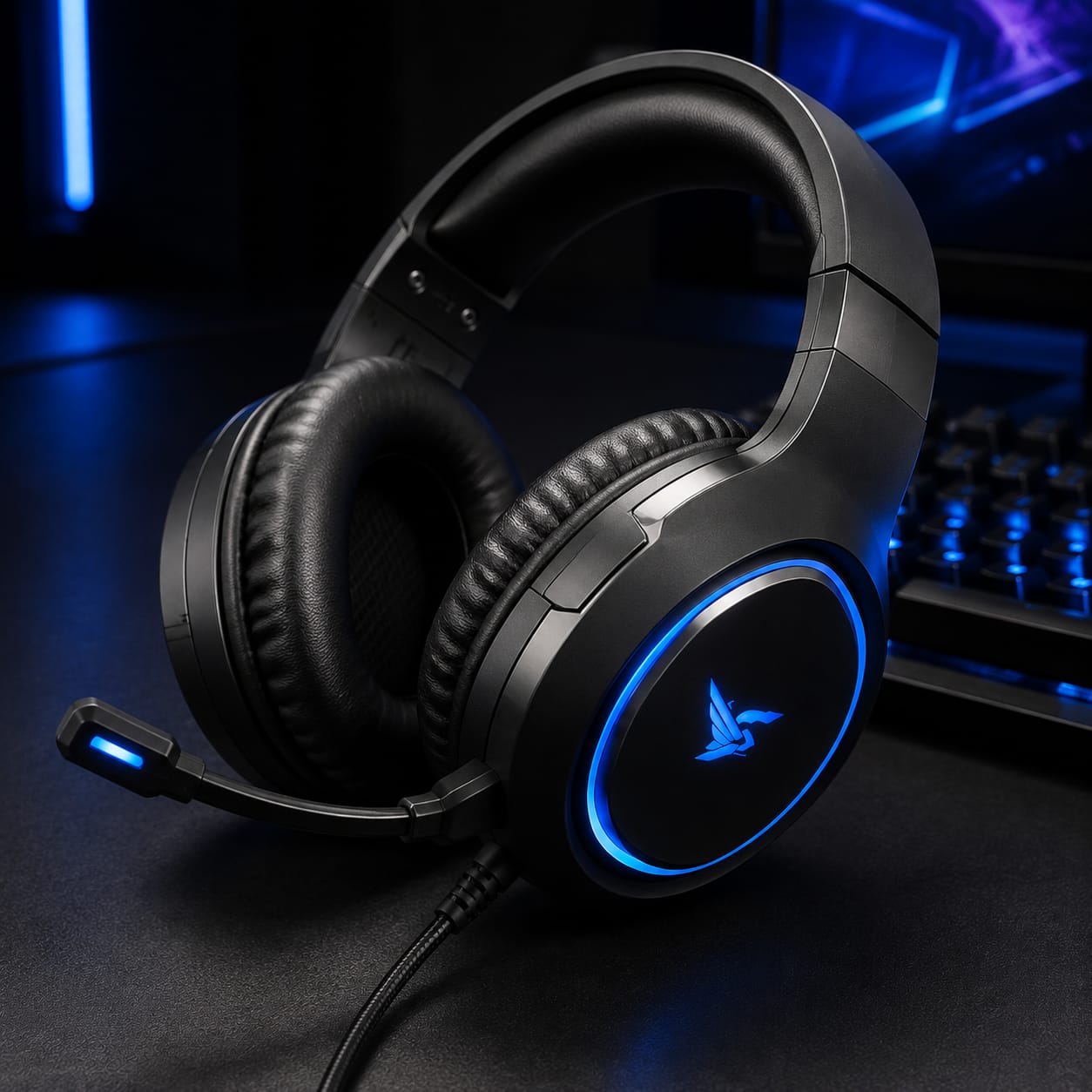 Swift H7 gaming headset with 50mm drivers and noise-cancelling microphone